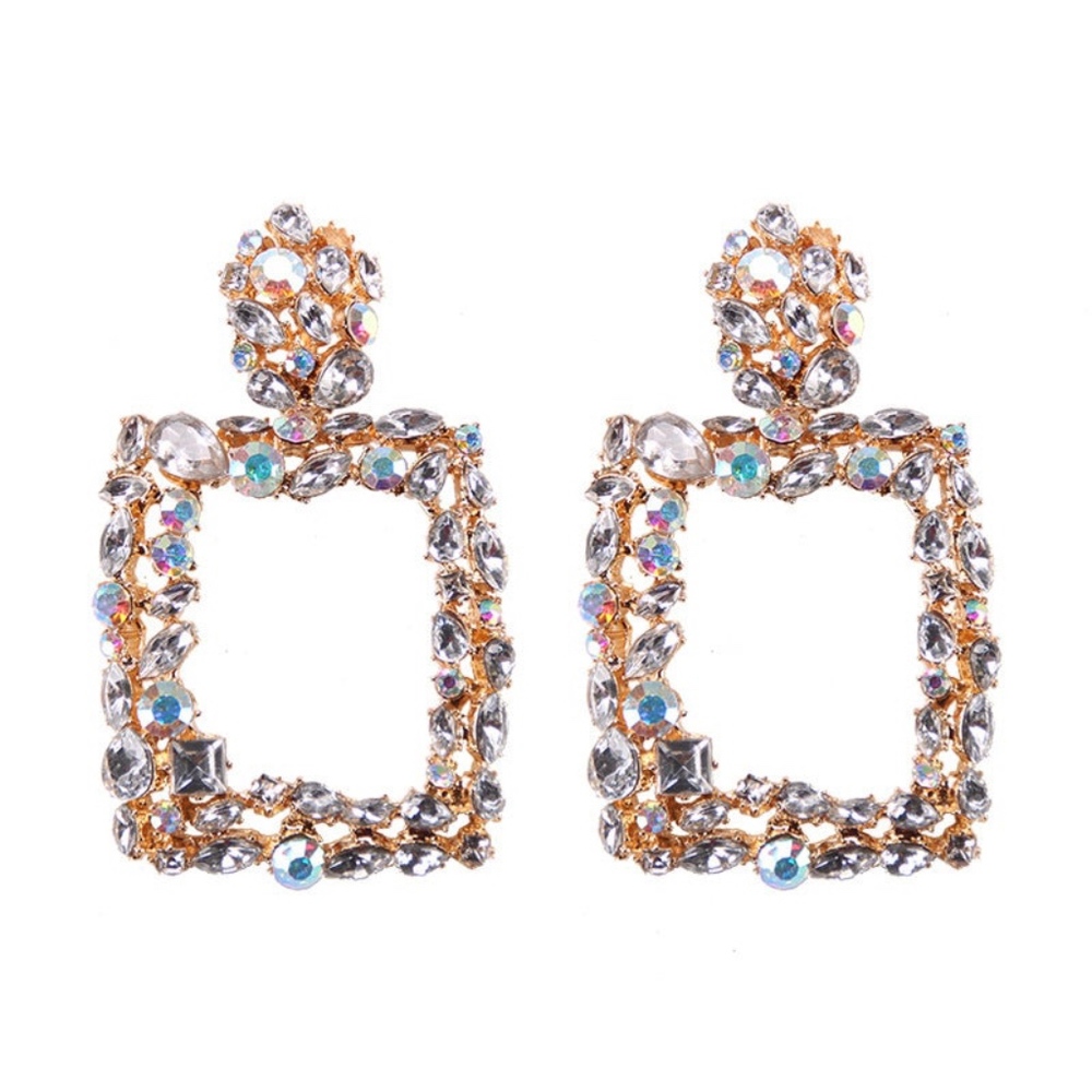 Gold-tone plated Crystal Drop down earrings BELL